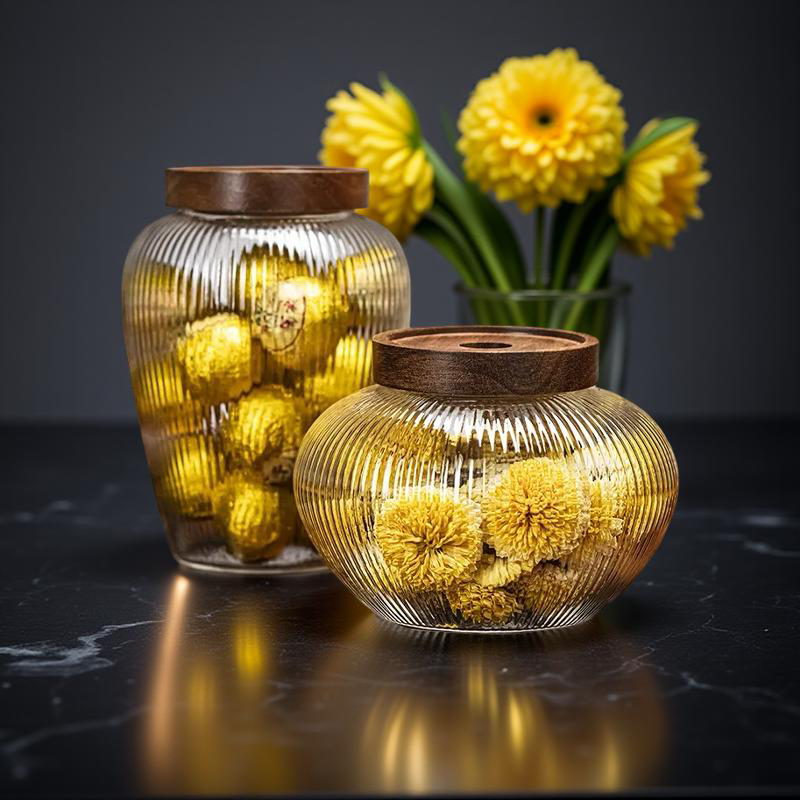 2er SPAR-Set: Vorratsglas "MÄRCHENGLAS" mit Holzdeckel (1000/1100 ml)