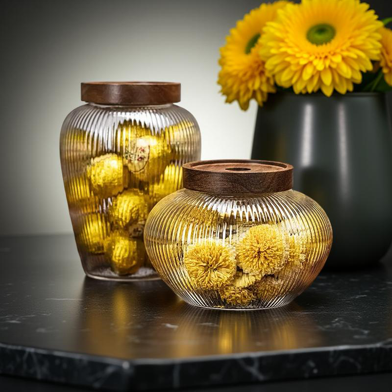2er SPAR-Set: Vorratsglas "MÄRCHENGLAS" mit Holzdeckel (1000/1100 ml)