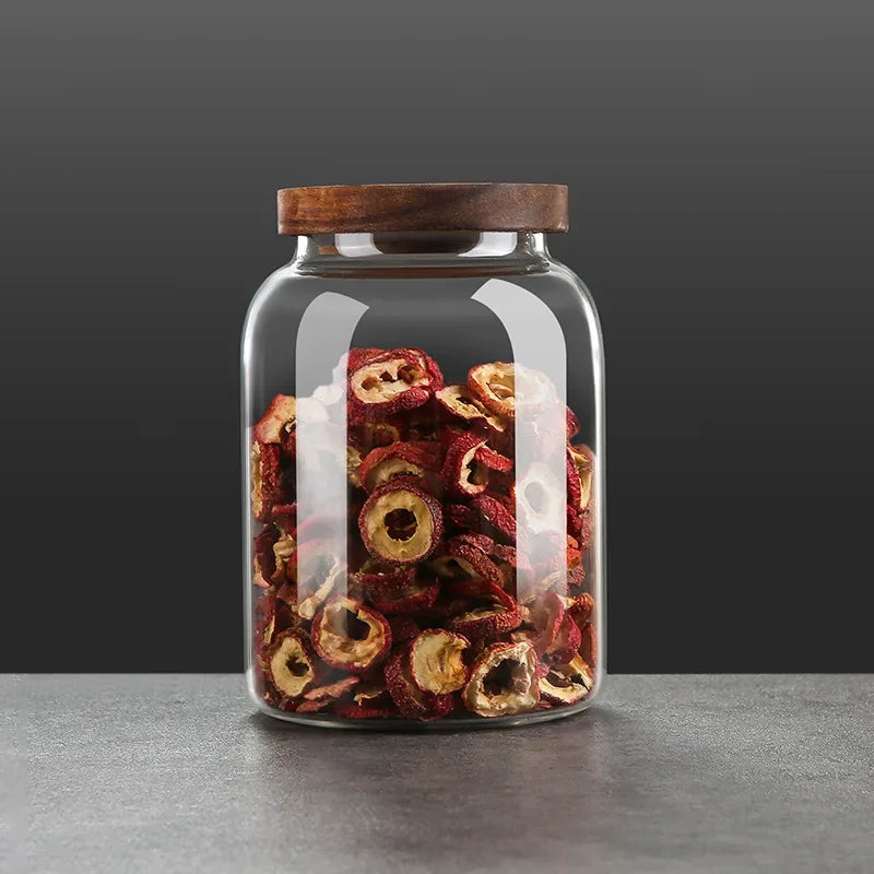 3 für 2 SPAR-Set: Vorratsglas "NATURKLAR" mit Holzdeckel (1200/2000/2500 ml)