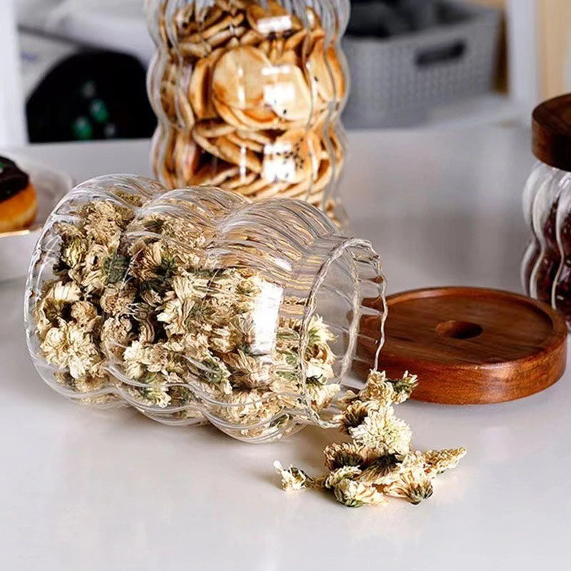 3 für 2 SPAR-Set: Vorratsglas "GLANZVORRAT" mit Holzdeckel (350 / 550 / 750 ml)