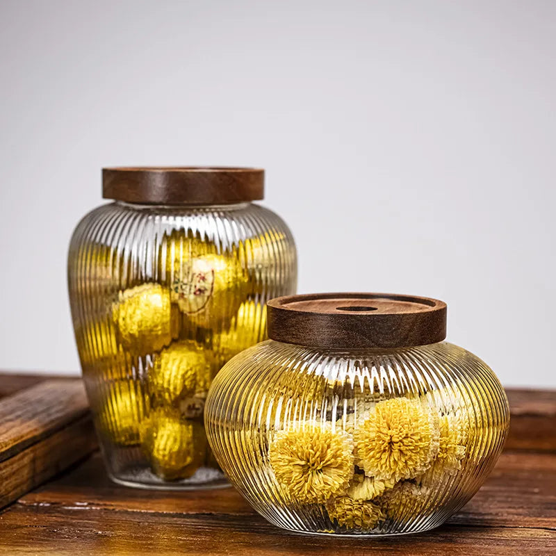 2er SPAR-Set: Vorratsglas "MÄRCHENGLAS" mit Holzdeckel (1000/1100 ml)