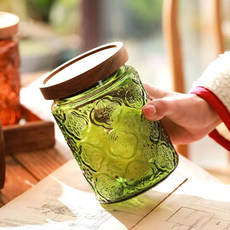3 für 2 SPAR-Set: Vorratsglas "FARBKLANG" mit Holzdeckel (1000 ml)