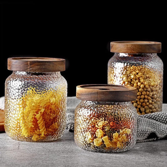 3 für 2 SPAR-Set: Vorratsglas "GLASLIEBE" mit Holzdeckel (700/800/1000 ml)
