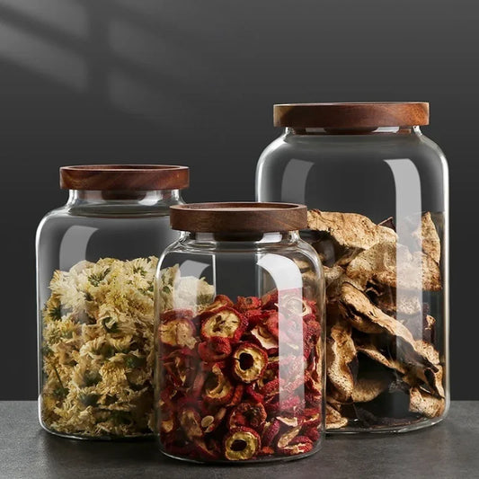 3 für 2 SPAR-Set: Vorratsglas "NATURKLAR" mit Holzdeckel (1200/2000/2500 ml)