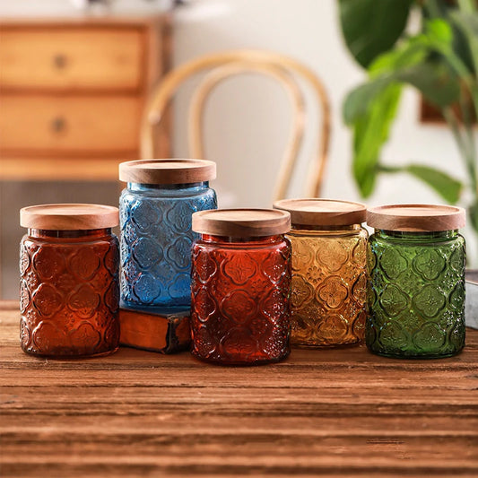 3 für 2 SPAR-Set: Vorratsglas "FARBKLANG" mit Holzdeckel (1000 ml)