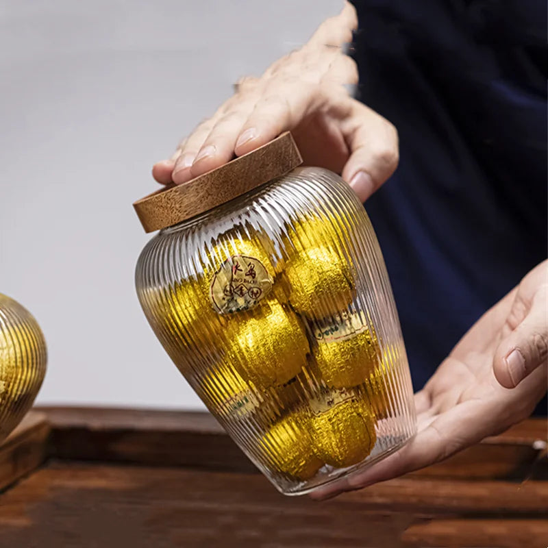 2er SPAR-Set: Vorratsglas "MÄRCHENGLAS" mit Holzdeckel (1000/1100 ml)
